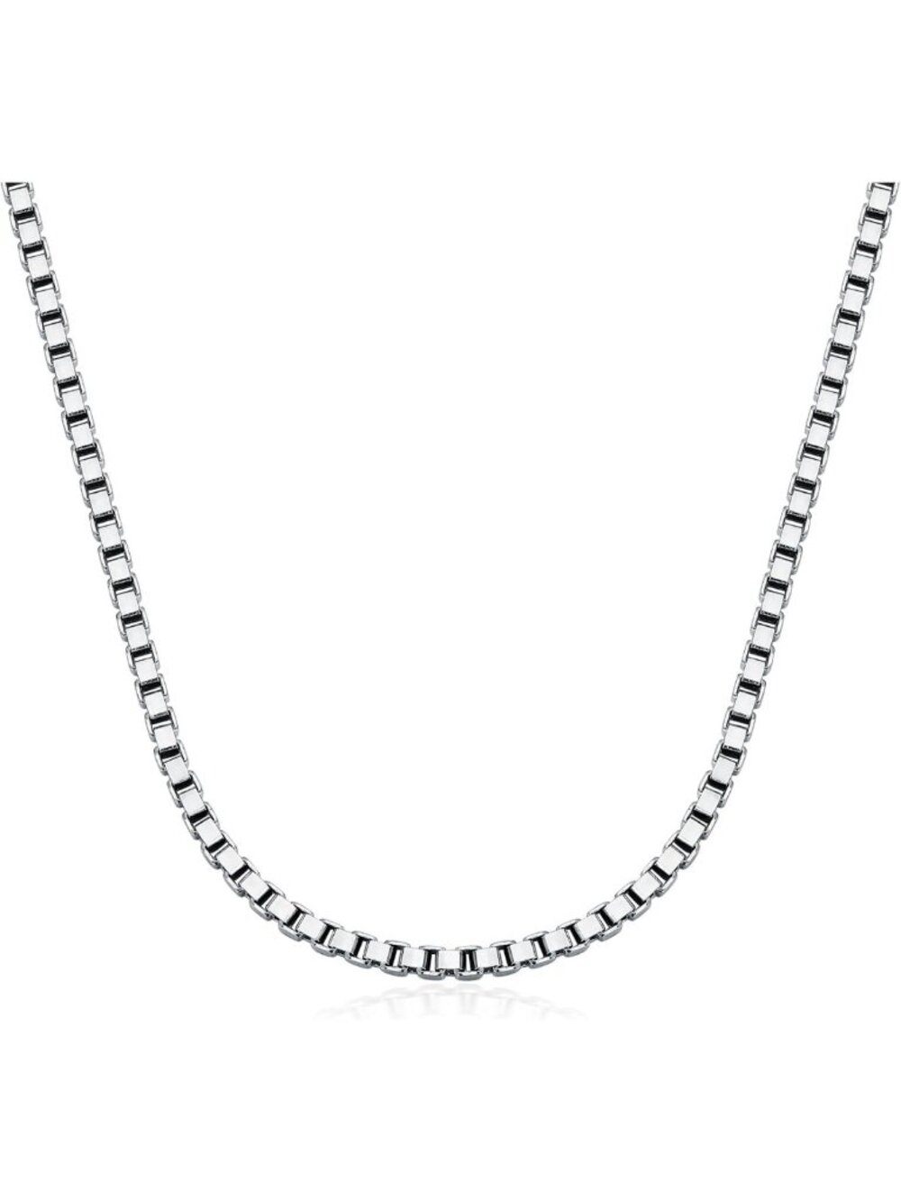 Sterling Silver Box Chain Necklace for Women & Men, 18-26 Inches, Multiple